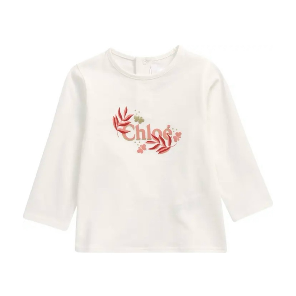 Chloe Little Girl White Long Sleeve Shirt